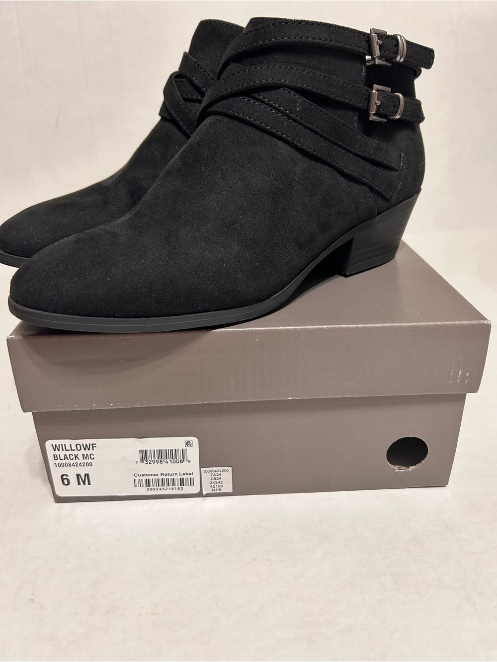 Style & Co Black Suede Ankle Boots/ Shooties Double Buckle Straps 6
M Willowf